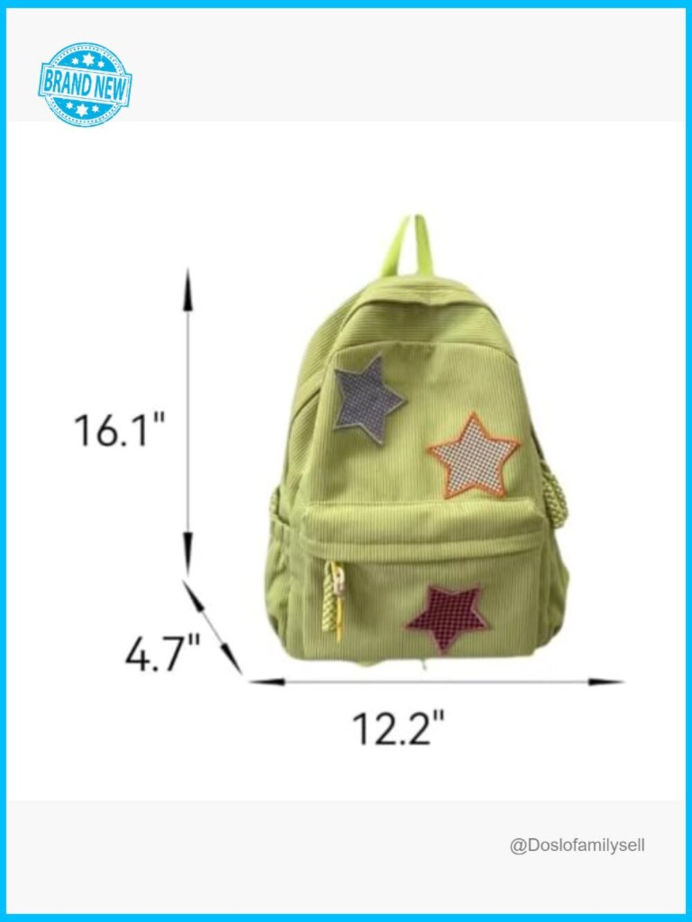 Corduroy Star Backpack Y2K Preppy Aesthetic College Laptop Backpack Adjustable - Picture 5 of 6